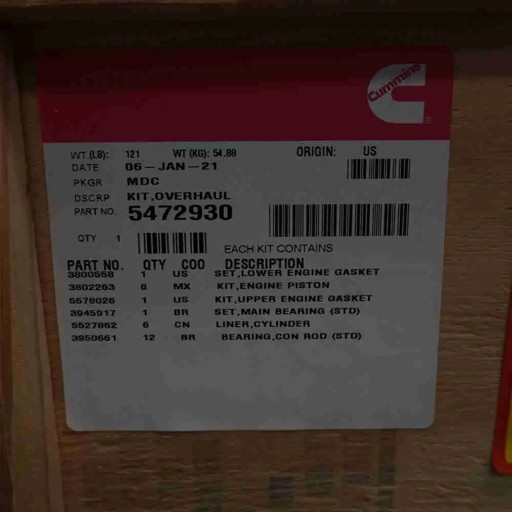 5472930 4309363 ISL QSL Overhaul Kit - Image 2